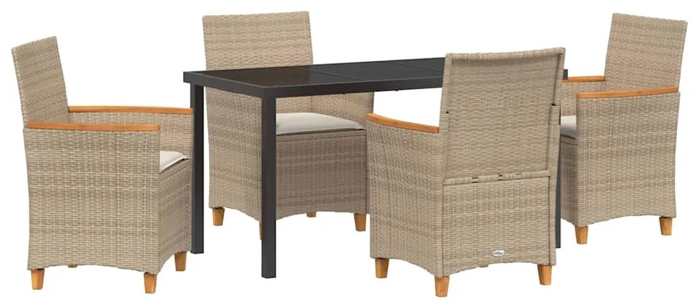 vidaXL Σέτ φαγητού για κήπο 5 pcs Μπεζ συνθετικό ρατάν