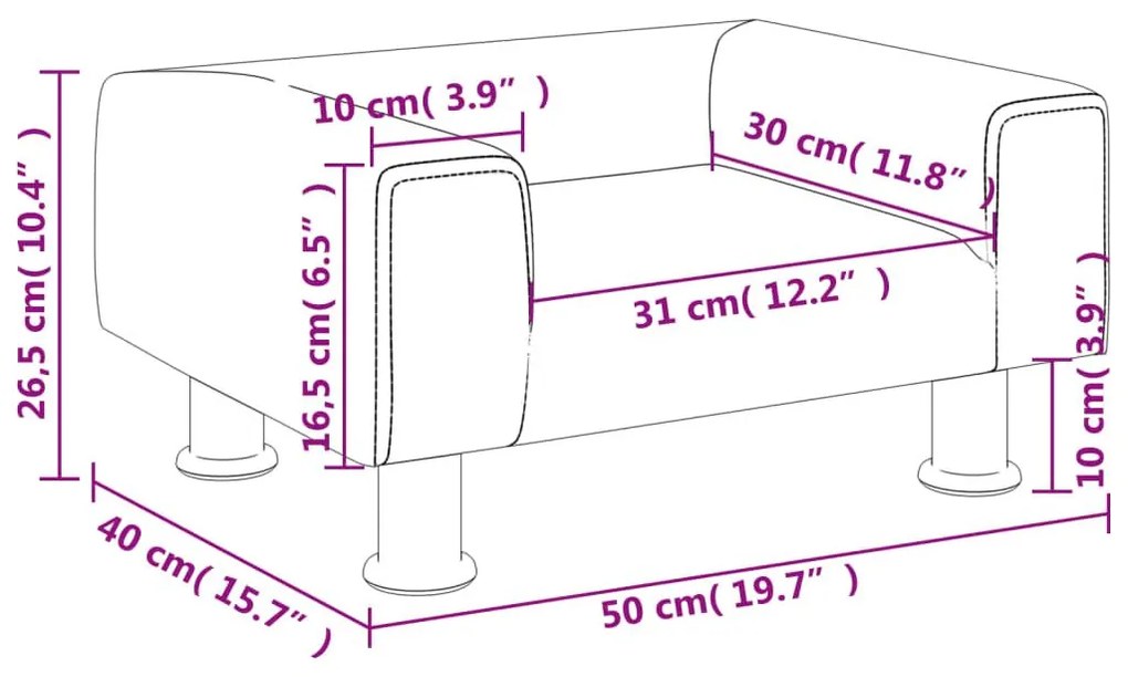 Καναπές Παιδικός Μαύρο 50 x 40 x 26,5 εκ. από Βελούδο - Μαύρο