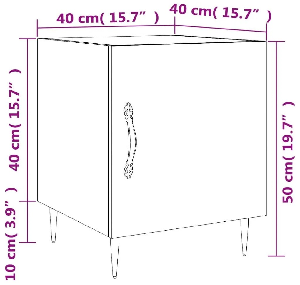 Κομοδίνο Καπνιστή Δρυς 40 x 40 x 50 εκ. από Επεξεργασμένο Ξύλο - Καφέ