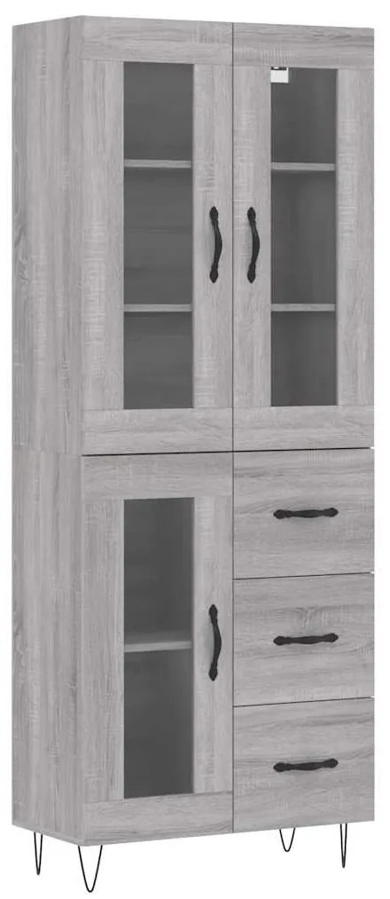 vidaXL Ντουλάπι Γκρι Sonoma 69,5 x 34 x 180 εκ. Επεξεργασμένο Ξύλο