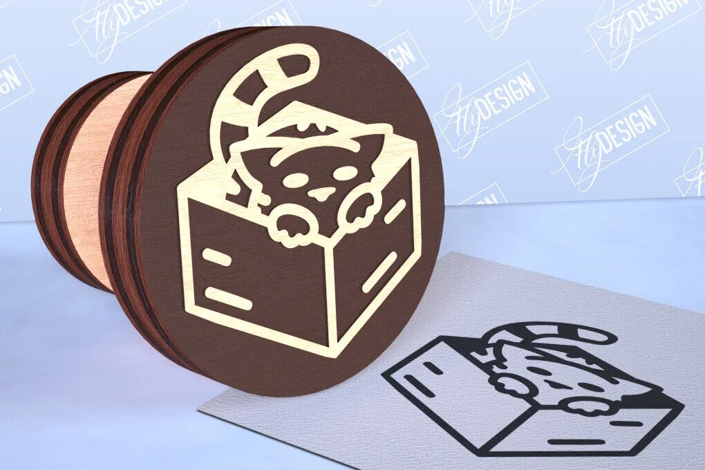 Intra απο ξύλο plywood 3mm-4mm πάχος Σφραγίδα γάτας | Αστεία γάτα | CNC Δίασταση 30x20 cm INTRAFABR-98554804