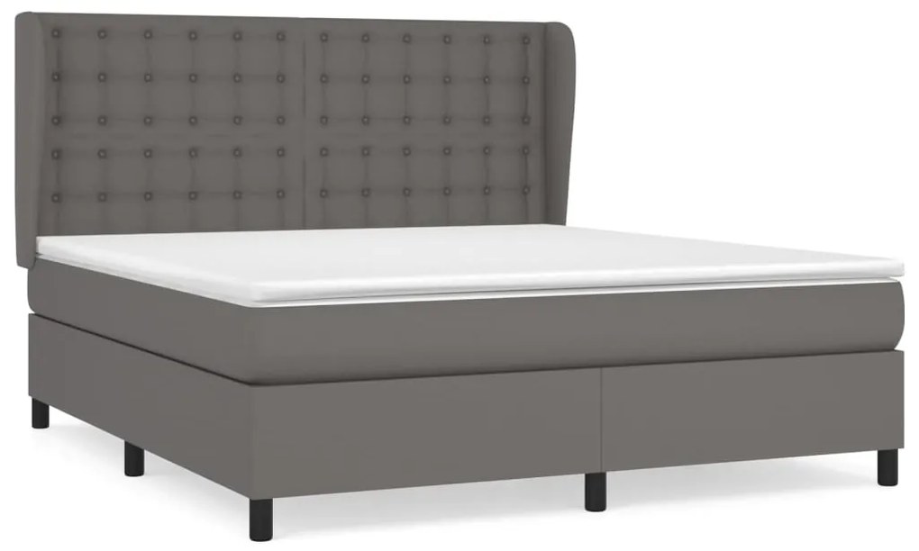 vidaXL Κρεβάτι Boxspring με Στρώμα Γκρι 160x200εκ. από Συνθετικό Δέρμα