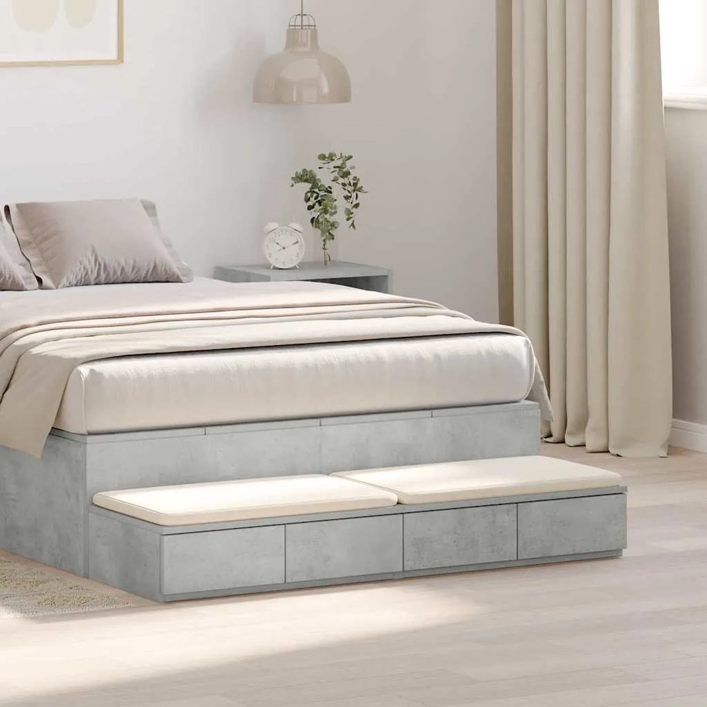 vidaXL Συρτάρια κρεβατιού Γκρι σκυροδέματος 120 x 36.5 x 16.5 εκ