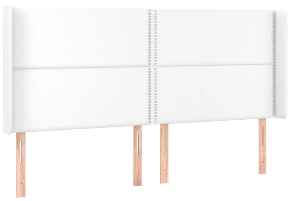 Κεφαλάρι με Πτερύγια Λευκό 183x16x118/128 εκ. Συνθετικό Δέρμα 3119543