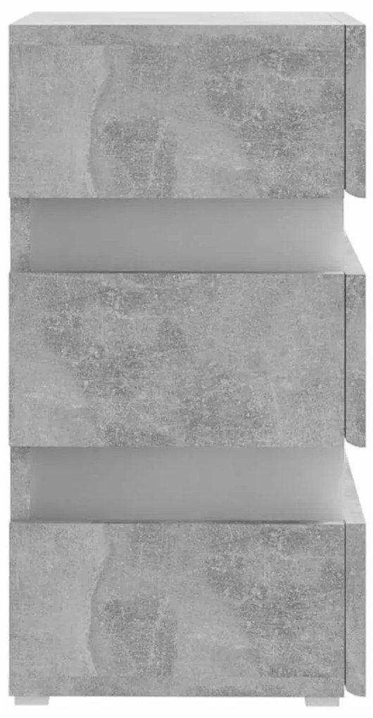 vidaXL Κομοδίνο με LED Γκρι Σκυροδέματος 45x35x67 εκ. Επεξεργασμ. Ξύλο