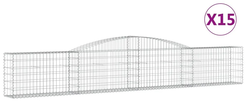 vidaXL Συρματοκιβώτια Τοξωτά 15 τεμ. 400x30x60/80 εκ. Γαλβαν. Ατσάλι