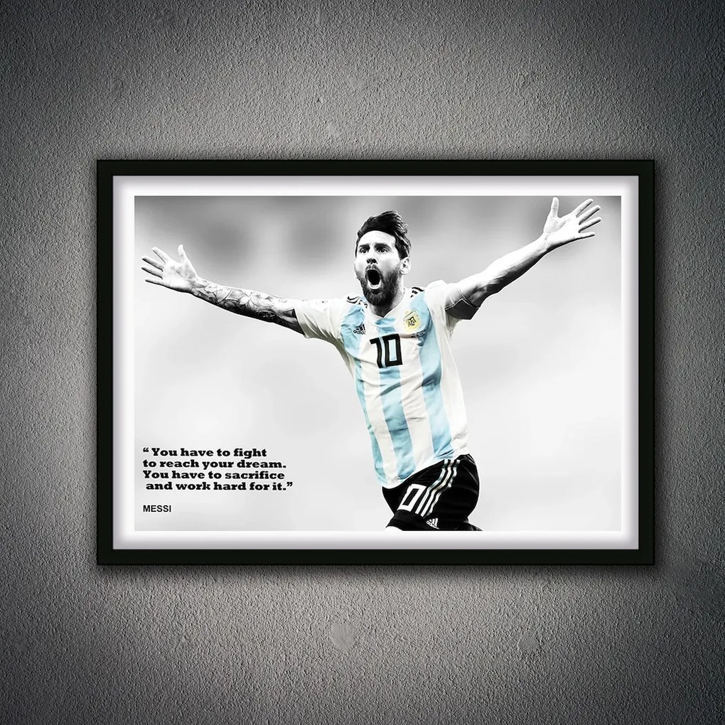 Πόστερ &amp; Κάδρο Messi SC033 30x40cm Μαύρο Ξύλινο Κάδρο (με πόστερ)