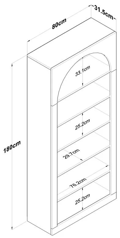 Βιβλιοθήκη Zoel λευκό μελαμίνης 80x31.5x180εκ