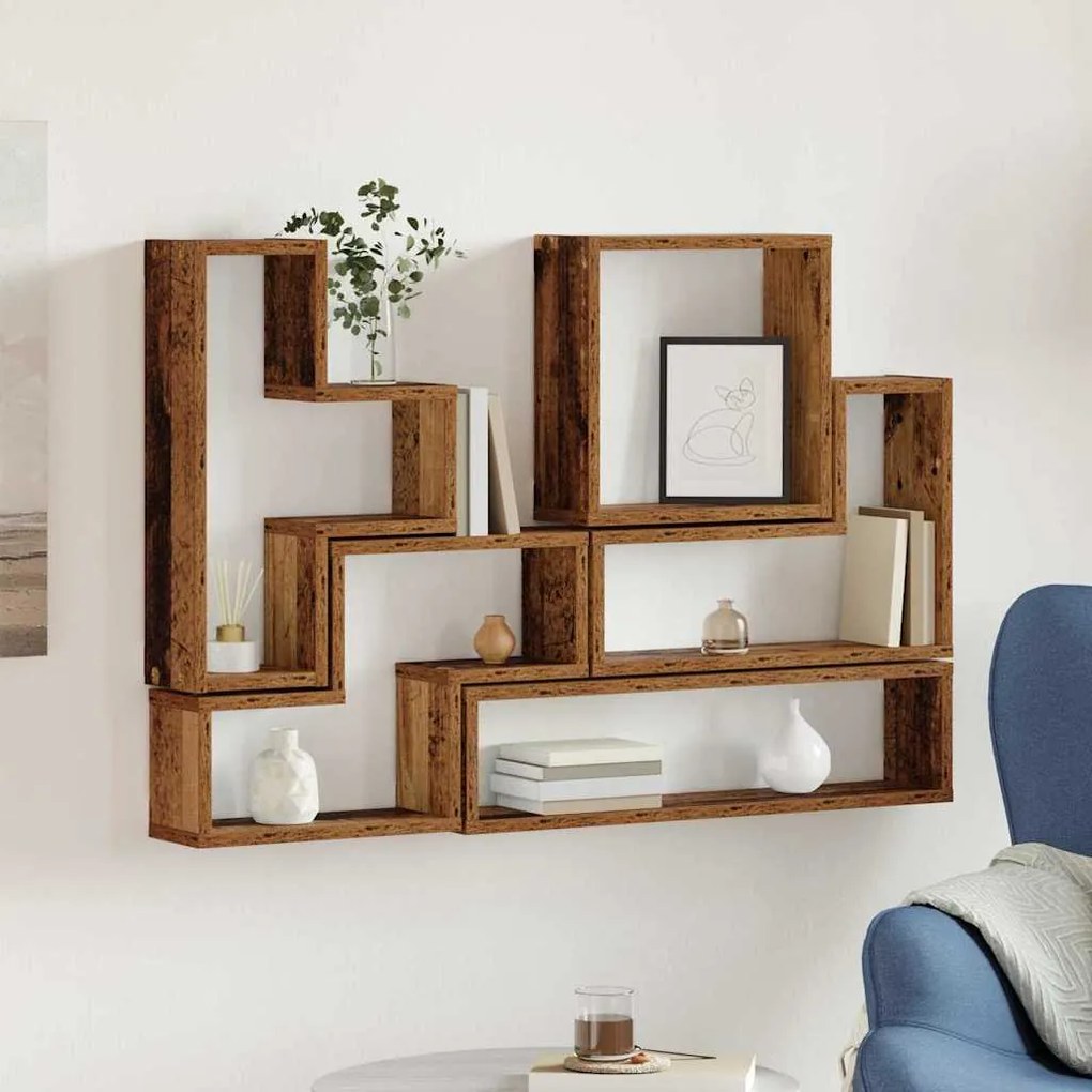 vidaXL Κύβος Τοίχου Παλαιό ξύλο 96 x 12 x 64 εκ. Επεξεργασμένο ξύλο