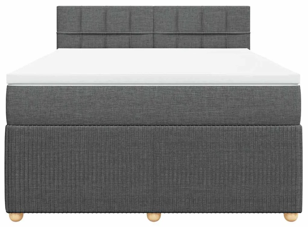 vidaXL Κρεβάτι Boxspring με Στρώμα Σκούρο Γκρι 140x190 εκ. Υφασμάτινο