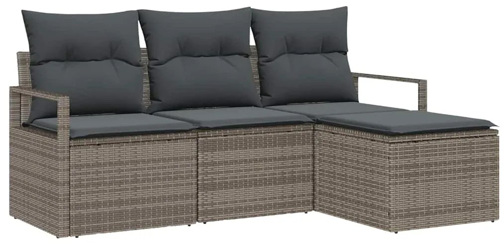 vidaXL Σετ Καναπέ Κήπου 4 pcs Γκρι Πολυ rattan, βαμμένο ατσάλι