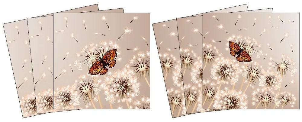 Αυτοκόλλητα για πλακάκια πικραλίδα και πεταλούδες - 15x15