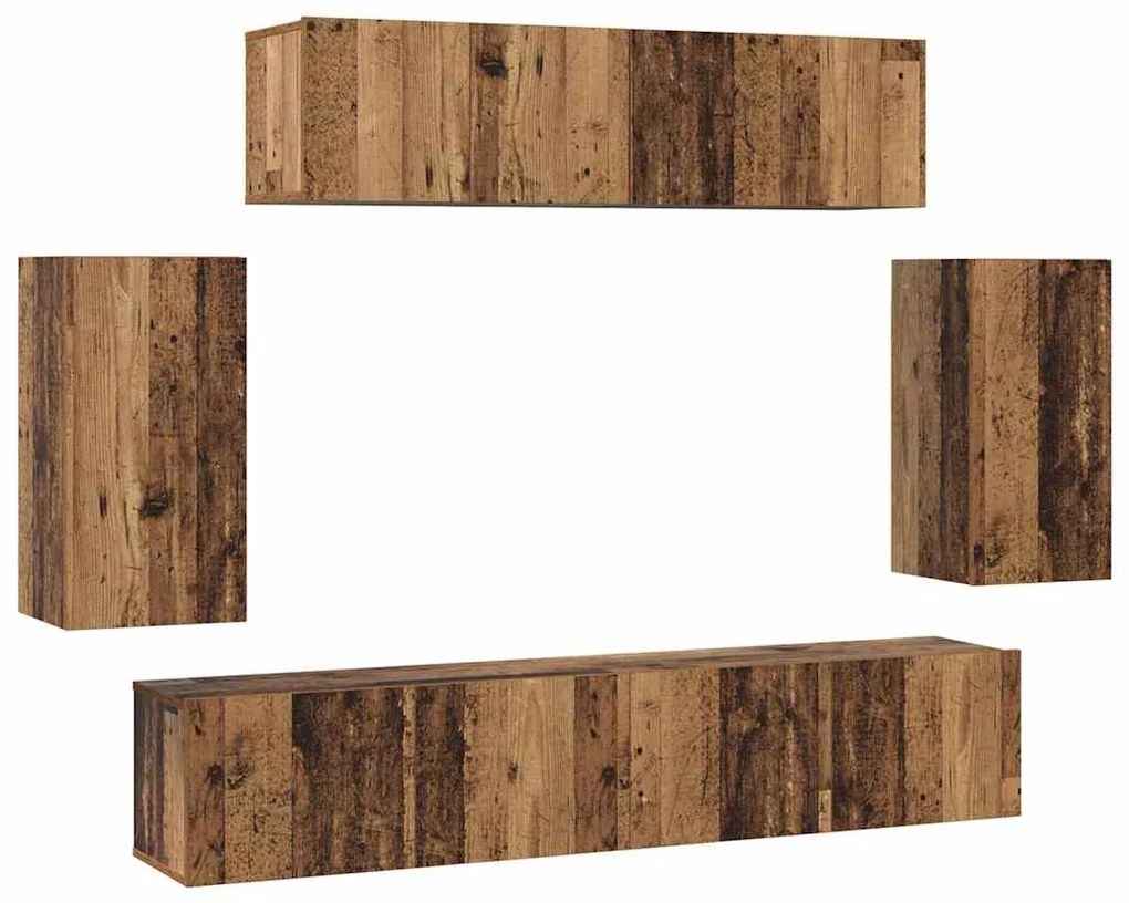 vidaXL Σετ επίπλου τηλεόρασης 6 pcs Παλαιό ξύλο 80 x 30 x 30 εκ