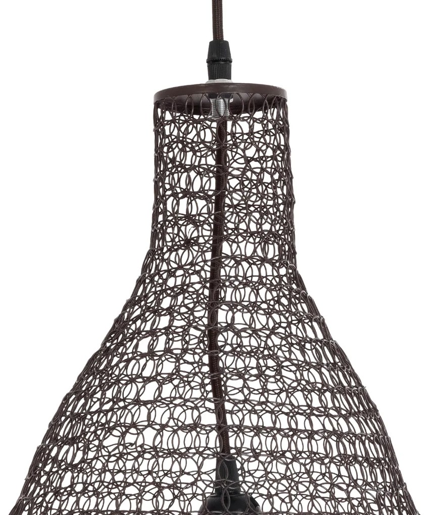 GloboStar® KENTUCKY 01896 Vintage Κρεμαστό Φωτιστικό Οροφής Μονόφωτο 1 x E27 AC220-240V IP20 - Φ40 x Υ70cm - Σκούρο Καφέ Μεταλλικό Πλέγμα - 5 Χρόνια Εγγύηση