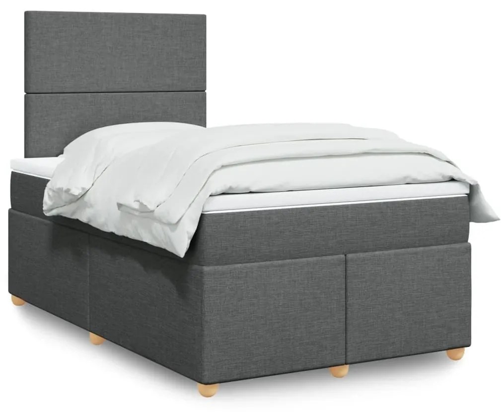 ΚΡΕΒΑΤΙ BOXSPRING ΜΕ ΣΤΡΩΜΑ ΣΚΟΥΡΟ ΓΚΡΙ 120X190 ΕΚ ΥΦΑΣΜΑΤΙΝΟ 3291213