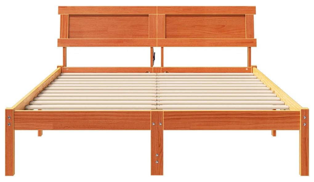vidaXL Σκελετός Κρεβατιού Καφέ κεριού 140 x 190 cm Ξύλο πεύκου