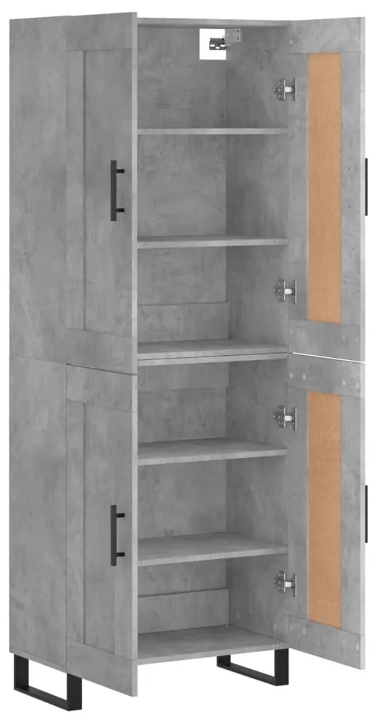 vidaXL Ντουλάπι Γκρι Σκυροδέματος 69,5x34x180 εκ. Επεξεργασμένο Ξύλο