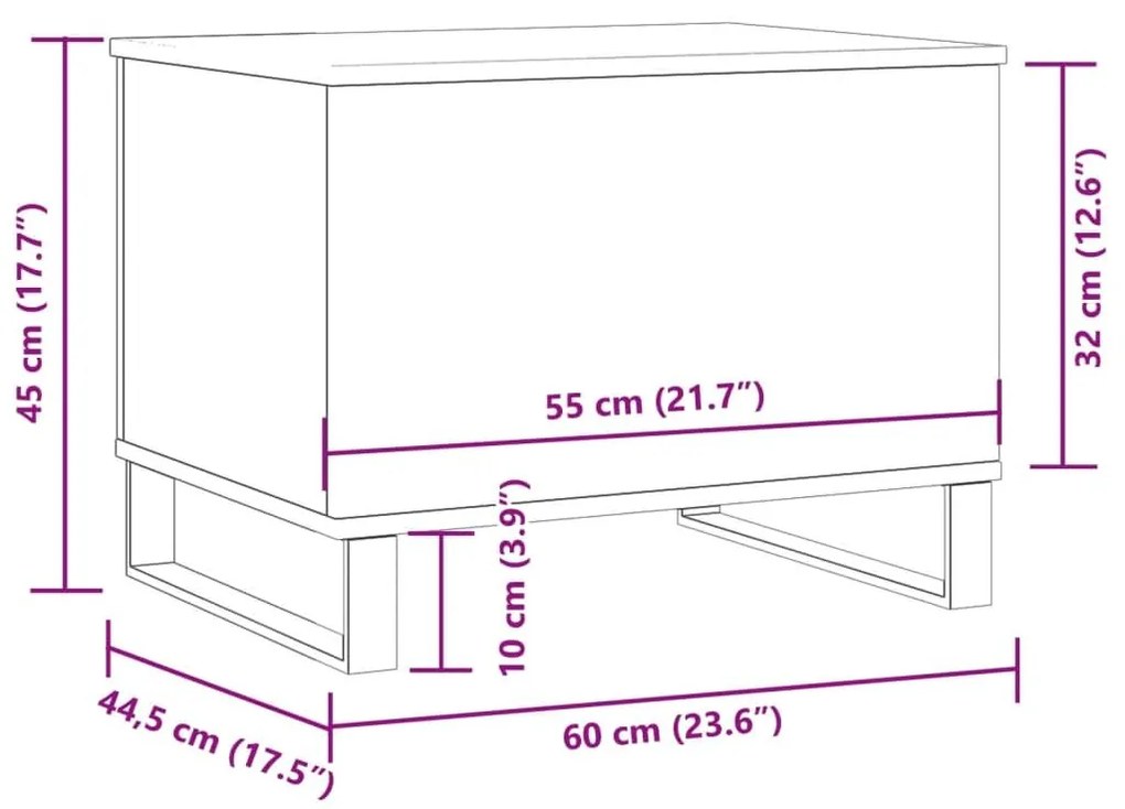 Τραπεζάκι Σαλονιού Αρτισιανή Δρυς 60x44,5x45 εκ. Επεξ. Ξύλο - Καφέ