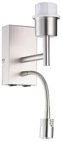 Σώμα Απλίκα Φωτιστικό Τοίχου 1xE27 40 W με Spot LED 2 W m6 - LOFT 4 Fischer Honsel-13157-Νίκελ Ματ 13157