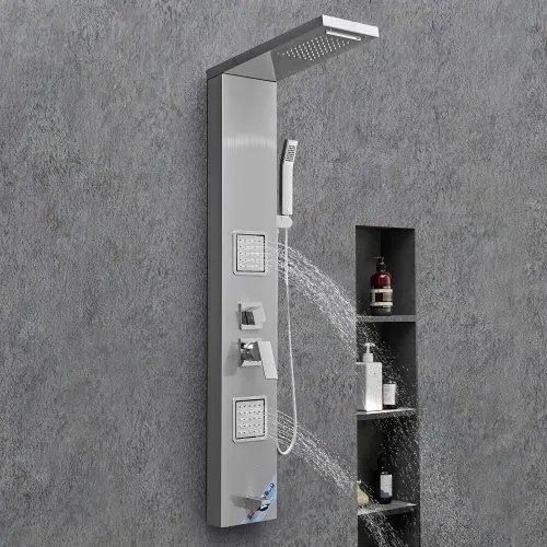 VEVOR Shower Panel Tower System Stainless Steel Column Rainfall Head Massage Jet
