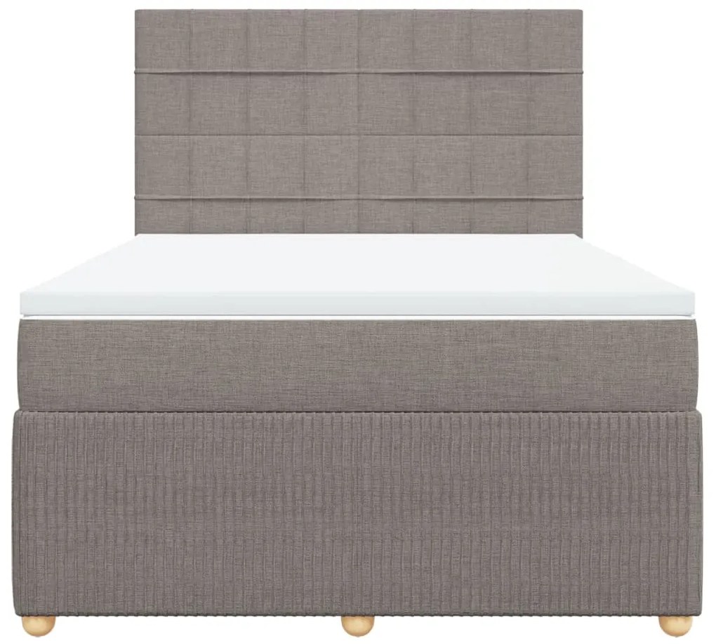 vidaXL Κρεβάτι Boxspring με Στρώμα Taupe 140x200 εκ. Υφασμάτινο