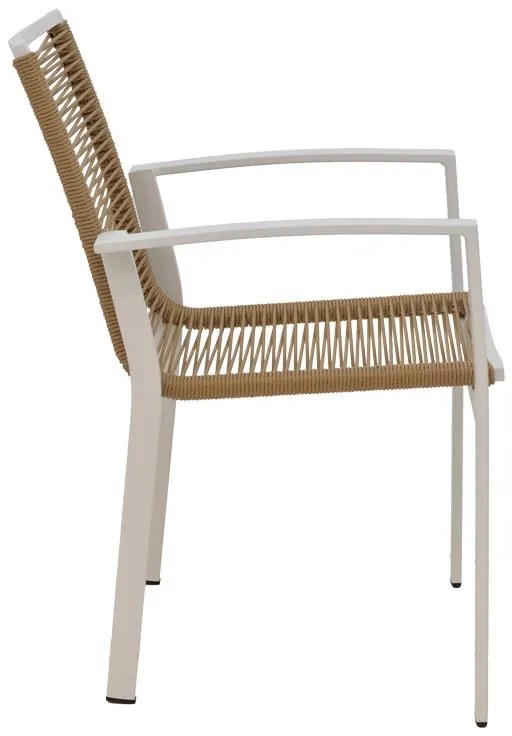 Καρέκλα - Πολυθρόνα Jonian στοιβαζόμενη λευκό αλουμίνιο-textilene σε φυσική απόχρωση 57x63x83 εκ. 57x63x83 εκ.