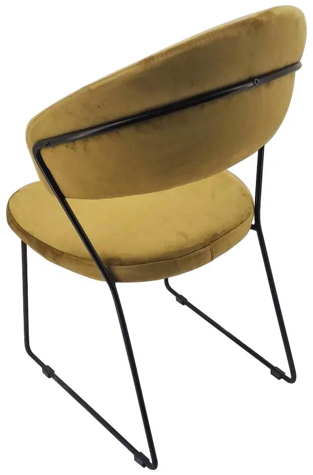 Artekko Moon Καρέκλα με Μεταλλικό Σκελετό και Βελούδο Ώχρα/Μαύρο (55x55x80)cm