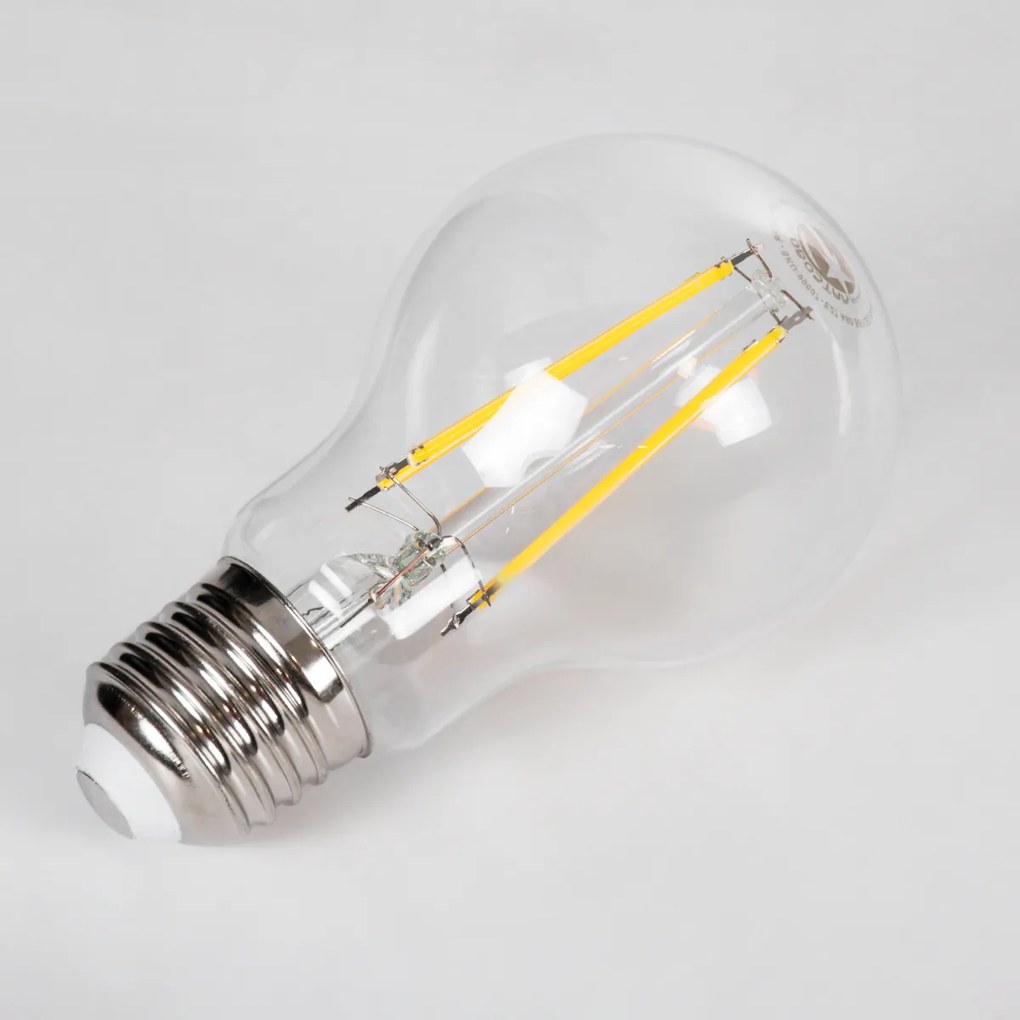 GloboStar 99007 Λάμπα LED Long Filament E27 A60 Γλόμπος 8W 800lm 360° AC 220-240V IP20 Φ6 x Υ10.5cm Θερμό Λευκό 2700K με Διάφανο Γυαλί - Dimmable - 3 Χρόνια Εγγύηση - 99007