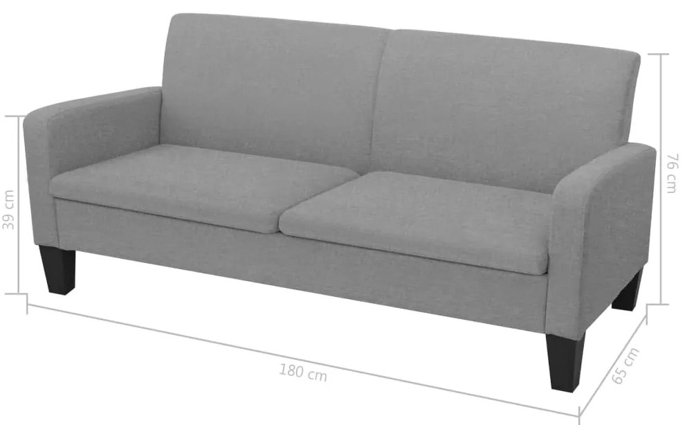 vidaXL Σετ Σαλονιού 2 Τεμαχίων Ανοιχτό Γκρι Υφασμάτινο