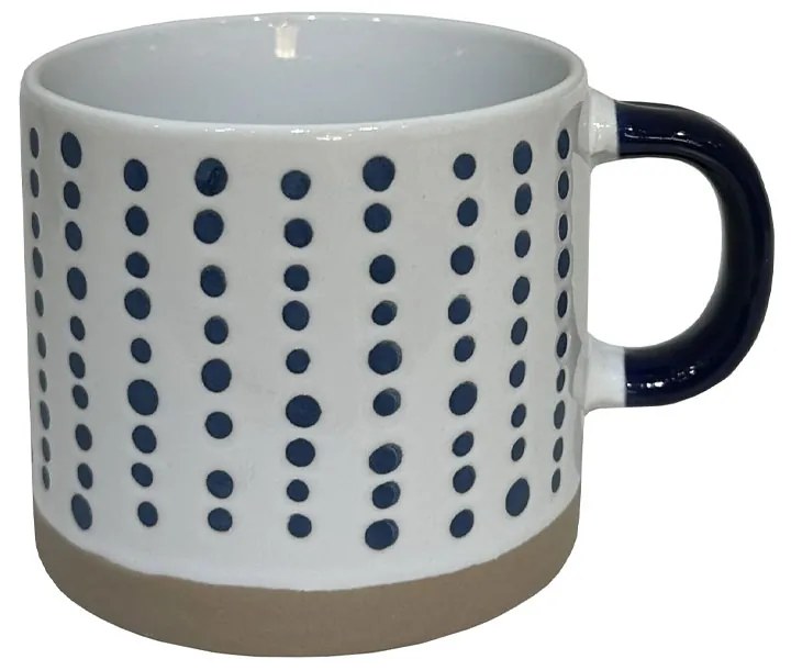 COZY B ΚΟΥΠΑ STONEWARE ΛΕΥΚΟ MIDNIGHT BLUE ΜΠΕΖ D9xH8cm - 028861