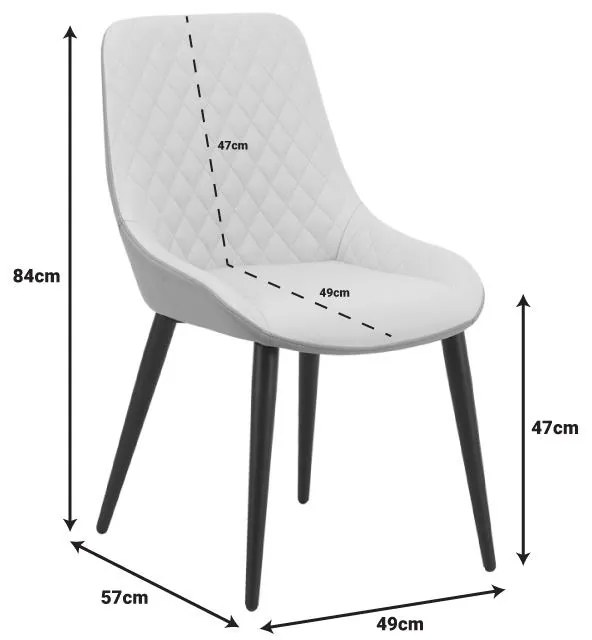 Καρέκλα Komme μπεζ-καφέ pu με πόδι μαύρο μέταλλο 49x57x84εκ 49x57x84 εκ.
