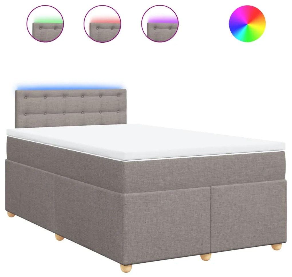 Κρεβάτι Boxspring με Στρώμα Taupe 120x190 εκ. Υφασμάτινο - Μπεζ-Γκρι