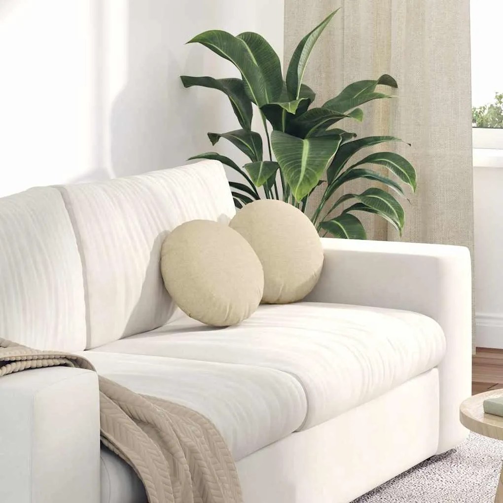 vidaXL Μαξιλάρια καθισμάτων 2 pcs Κρεμ Ø30 x 13 εκ ύφασμα