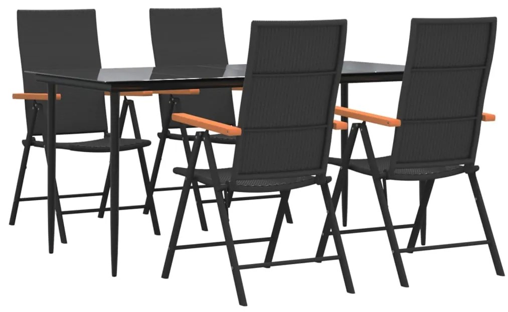 vidaXL Σετ Τραπεζαρίας Κήπου 5 Τεμαχίων Μαύρο/Καφέ από Συνθετικό Ρατάν