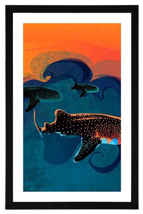 Αφίσα με παρπαστού Θάλασα γεμάτη ψάρια - 30x45 silver