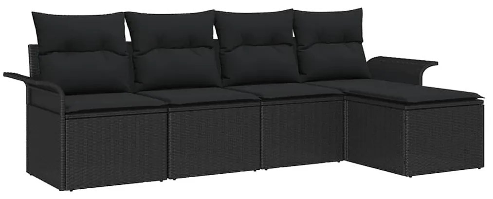 vidaXL Σετ Καναπέ Κήπου με μαξιλάρι 5 pcs Μαύρο Πολυ ράταν