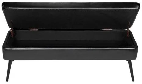 VEVOR PU Leather Storage Ottoman Bench Shoe Seat with Storage & Metal Legs Black