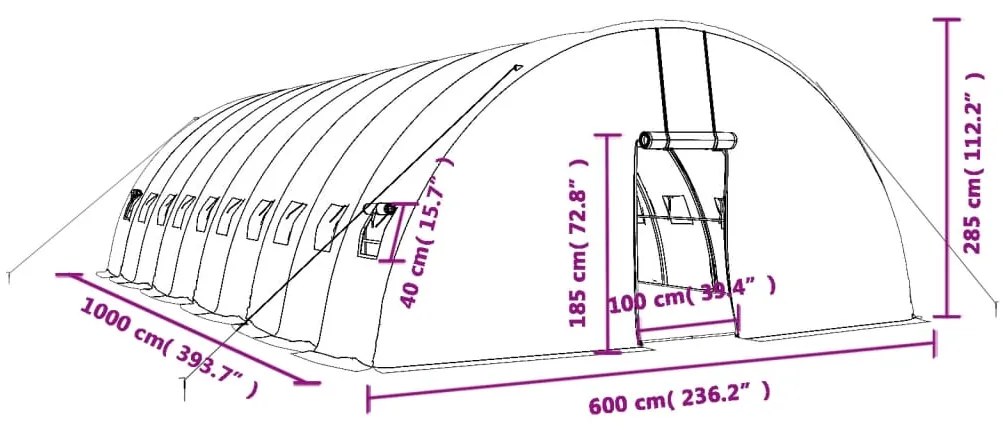 ΘΕΡΜΟΚΗΠΙΟ ΜΕ ΑΤΣΑΛΙΝΟ ΠΛΑΙΣΙΟ ΛΕΥΚΟ 60 Μ² 10 X 6 X 2,85 Μ. 3188119