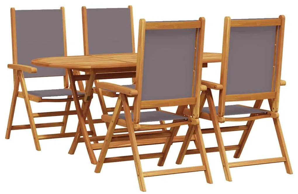 vidaXL Σέτ φαγητού για κήπο 5 pcs Ανθρακί Μασίφ ξύλο ακακίας