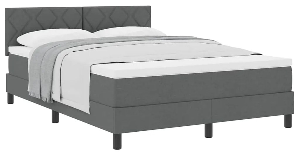 vidaXL Κρεβάτι box spring με στρώμα Σκούρο γκρι 140 x 200 cm ύφασμα