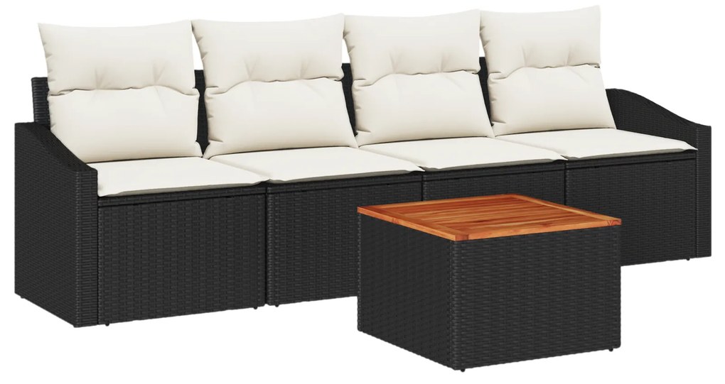 vidaXL Σετ Καναπέ Κήπου 5 pcs Μαύρος, λευκός 55 x 55 x 37 εκ
