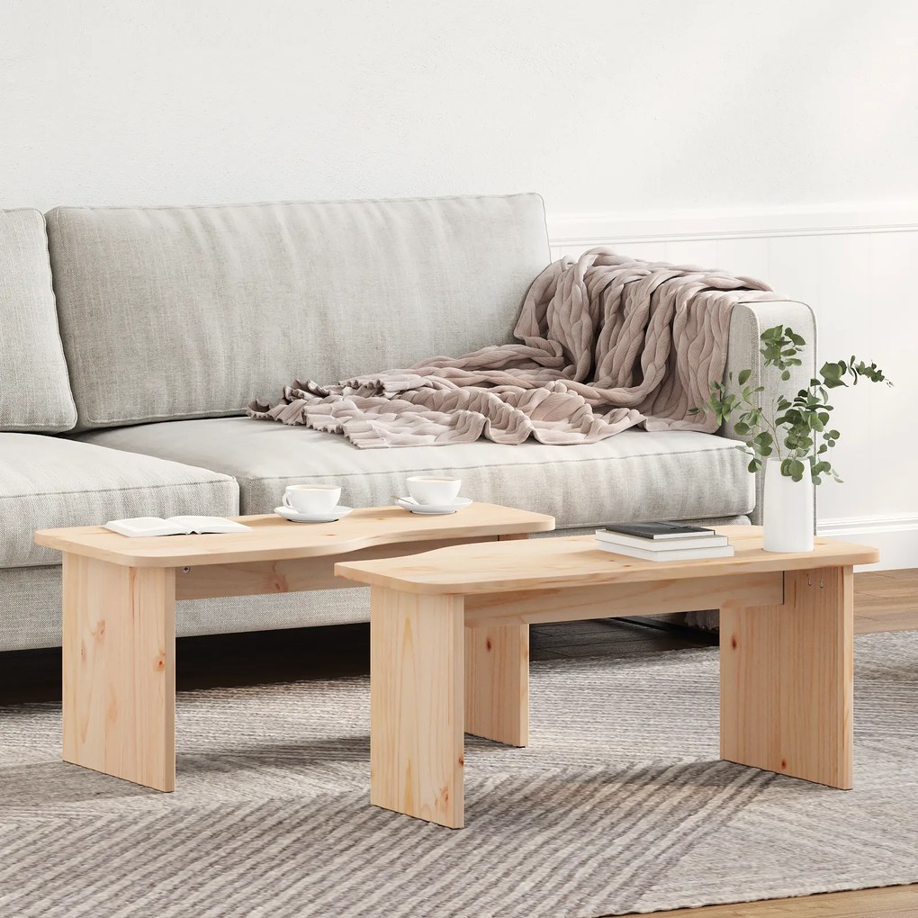 vidaXL Τραπεζάκι σαλονιού 2 pcs Φυσικό 100 x 69 x 35.5 εκ
