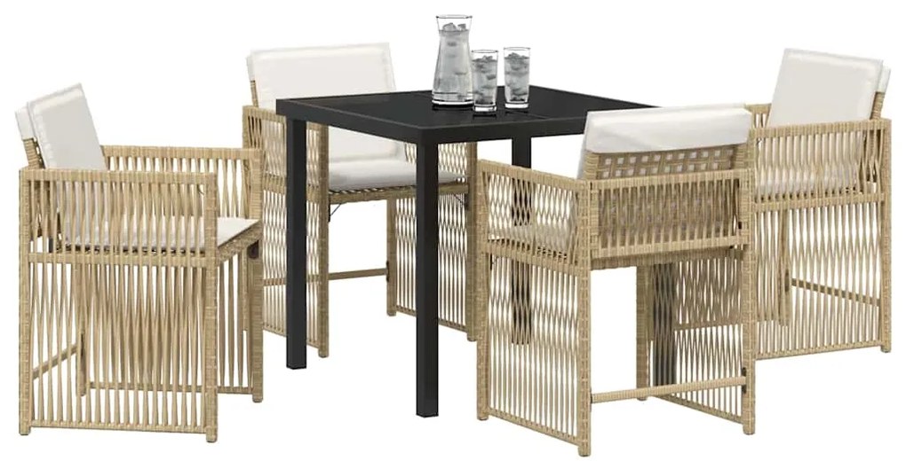 vidaXL Σέτ φαγητού για κήπο 5 pcs Μπεζ συνθετικό ρατάν