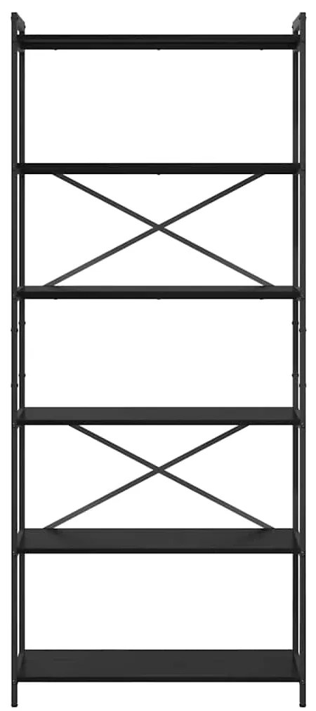 vidaXL Ράφι Βιβλίων Μαύρη Οξυά 40 x 30 x 85 εκ Επεξεργασμένο ξύλο