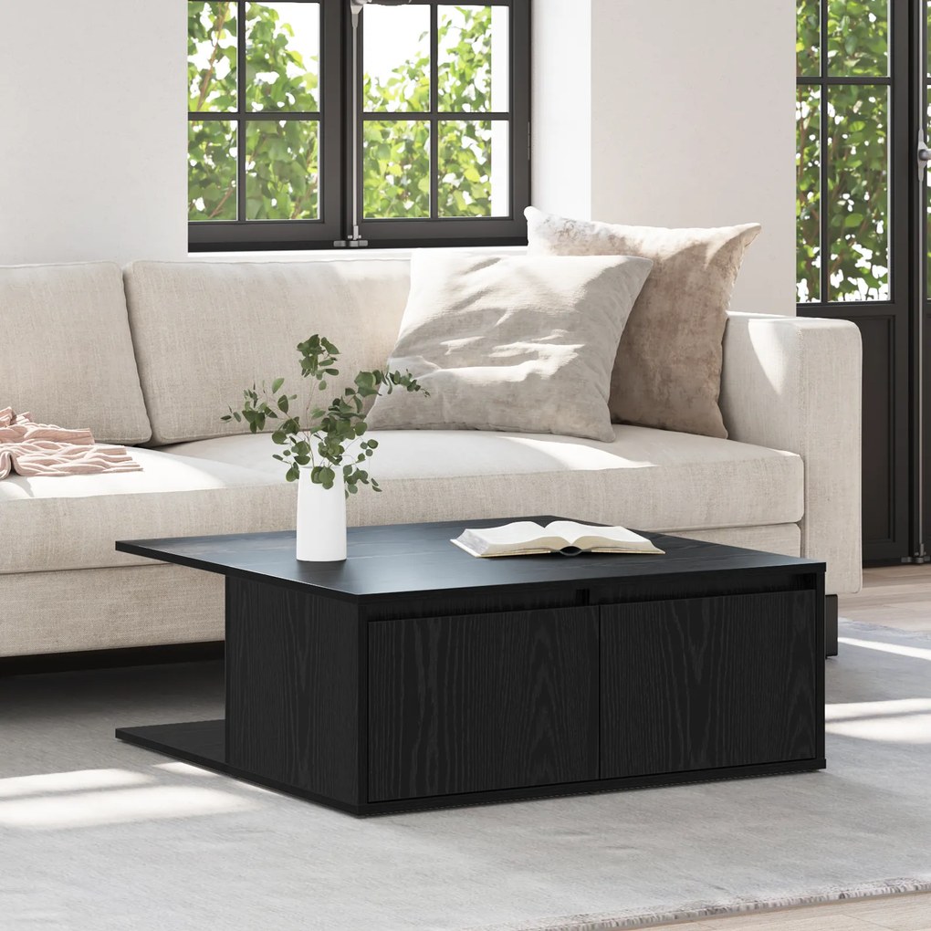 vidaXL Τραπεζάκι σαλονιού with Drawer Μαύρη δρυς 80 x 80 x 31 cm