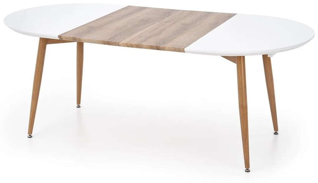 Τραπέζι Houston 567, Άσπρο, Μελί δρυς, 75x100x120cm, 51 kg, Επιμήκυνση, Ινοσανίδες μέσης πυκνότητας, Μέταλλο | Epipla1.gr