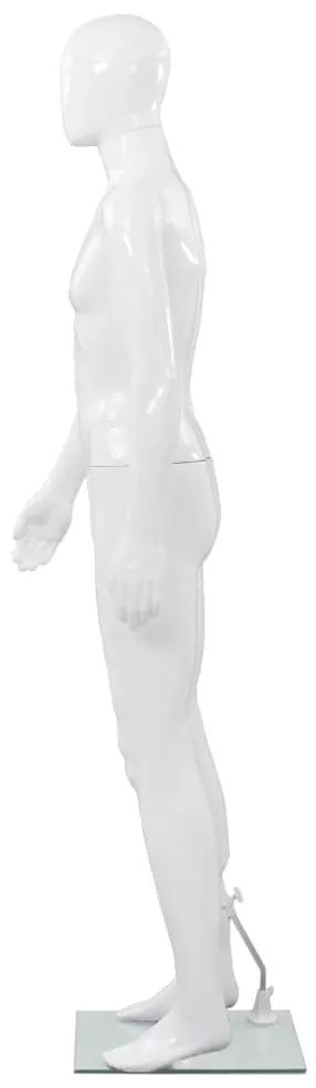 vidaXL Κούκλα Βιτρίνας Ανδρική Γυαλιστ. Λευκή 185 εκ. με Γυάλινη Βάση