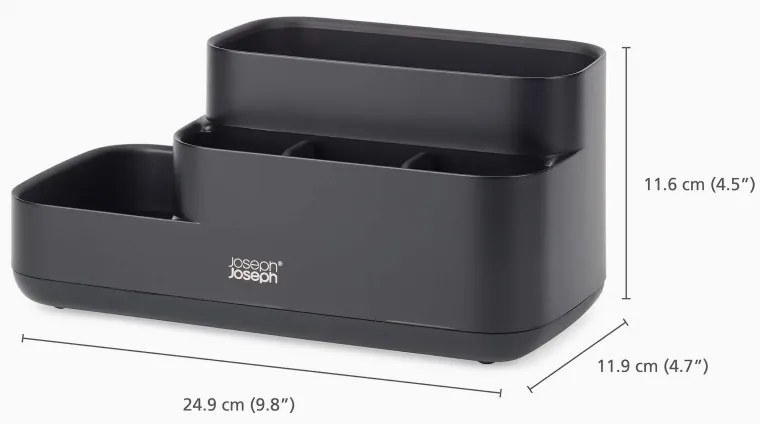 Οργανωτής μπάνιου Joseph Joseph EasyStore 70600, 24,9x12 cm, Αντιολισθητική βάση, χωρίς BPA, Μαύρο