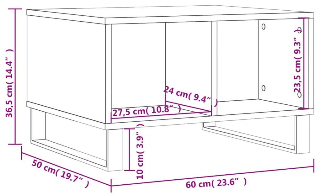 Τραπεζάκι Σαλονιού Γκρι Σκυρ. 60x50x36,5 εκ. Επεξεργ. Ξύλο - Γκρι