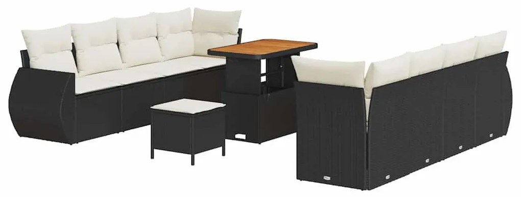 vidaXL Σετ Καναπέ Κήπου με αποθήκευση 11 pcs Μαύρο Πολυ ράταν